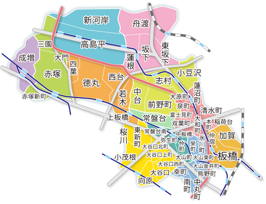 板橋区の地図